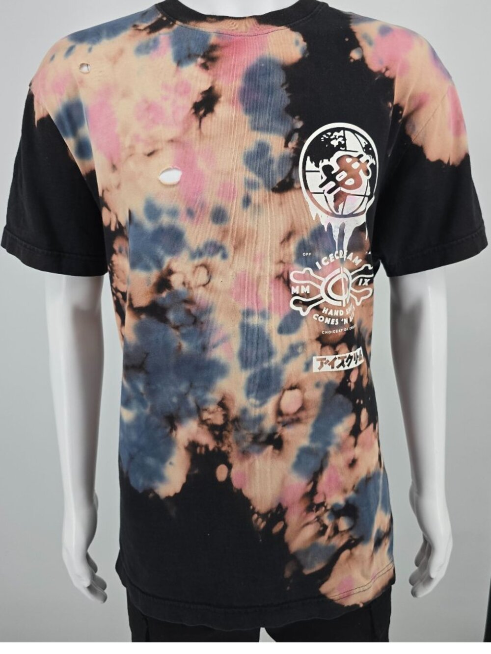 Thrashed 2010s ICECREAM Drip Short Sleeve Knit Bleach Effect T-Shirt (XL)